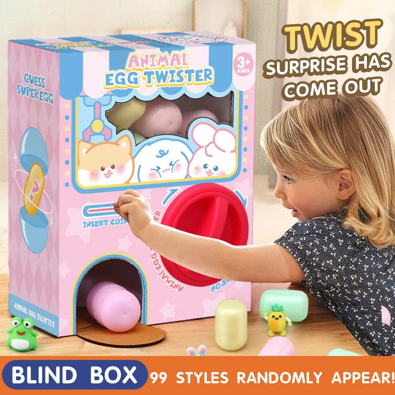 DIY Ramdom Style Egg Twisting Machine Gashapon Paired with 6 Eggs Toys Surprise Bilnd Box Christmas Gifts for Kids