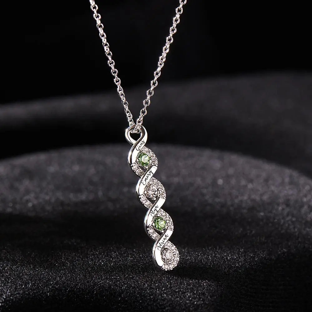 Custom Engraved Name Birthstone Necklace Infinity Creative Gifts Valentines Gift