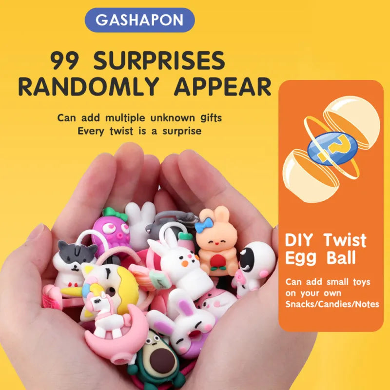 DIY Ramdom Style Egg Twisting Machine Gashapon Paired with 6 Eggs Toys Surprise Bilnd Box Christmas Gifts for Kids
