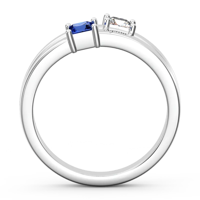 Personalized Two Names Birthstone Promise Silver Ring Wedding Gift Anniversary Gift Birthday Gift Valentines Gift