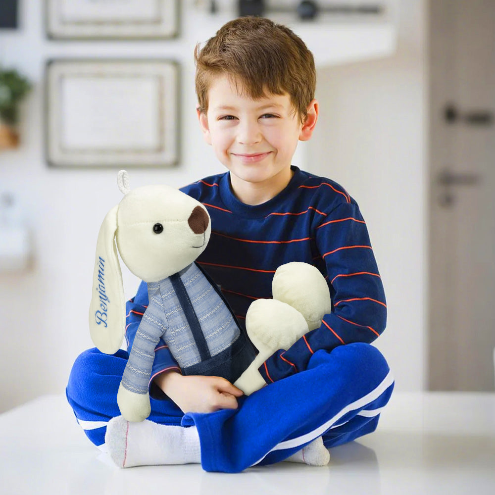 Personalized Bunny Plush Toys Custom Rabbit with Embroidered Name Gift for Children