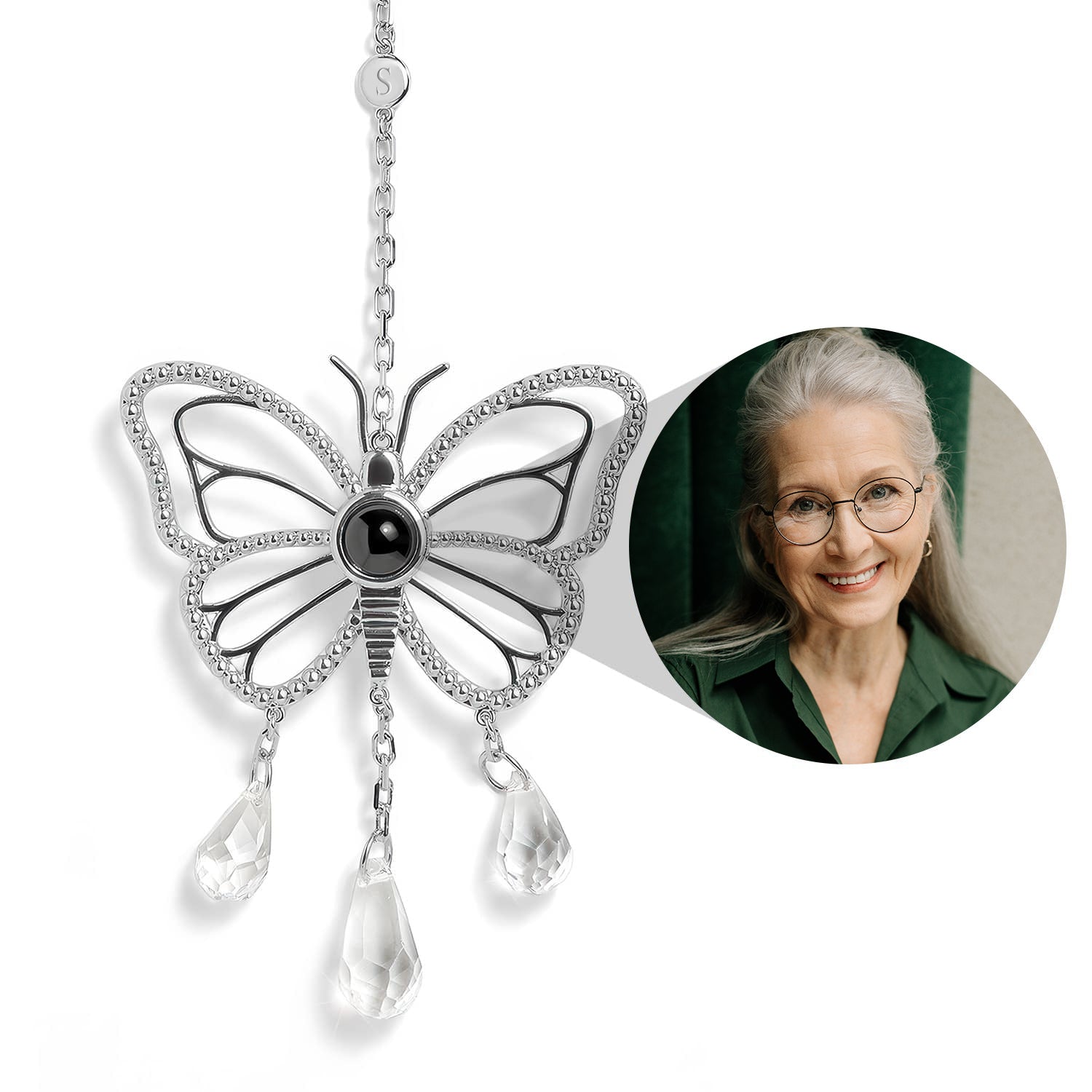 Personalized Photo Butterfly Sun Catcher Projection Car Ornaments Memorial Gift Valentines Gift