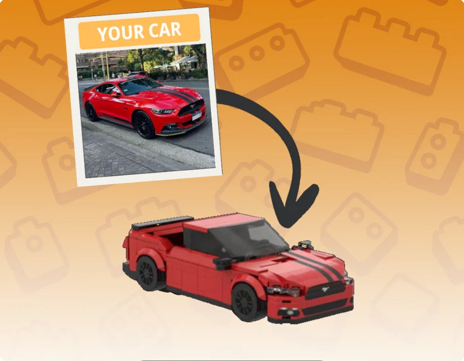 Custom Photo Car Brick Figure Set with Car Model & Personalized License Plate – Unique Birthday & Valentine’s Gift for Car Lovers