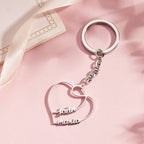 Personalized Two Names Double Heart Keychain Custom Letters Metal Key Ring for Couples