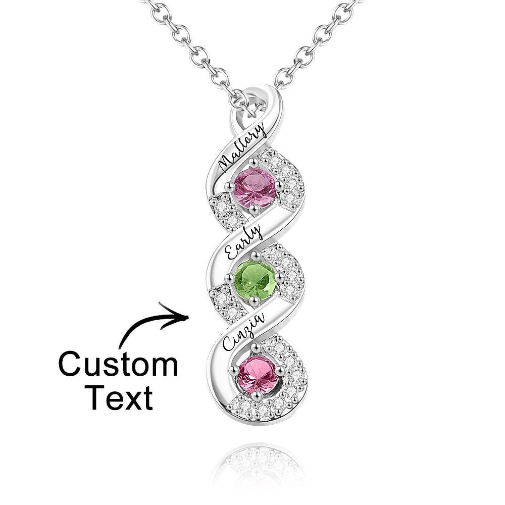 Custom Engraved Name Birthstone Necklace Infinity Creative Gifts Valentines Gift