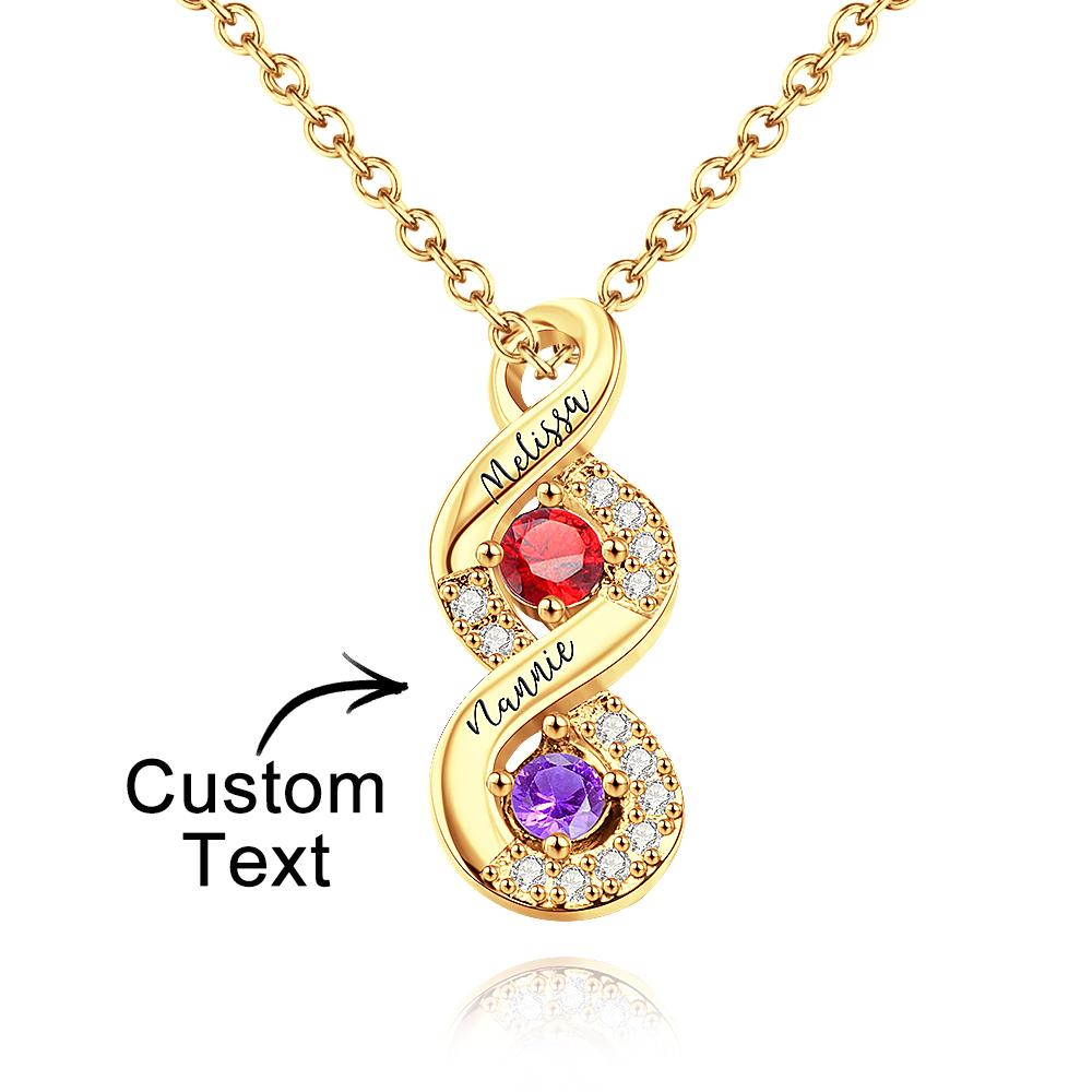 Custom Engraved Name Birthstone Necklace Infinity Creative Gifts Valentines Gift
