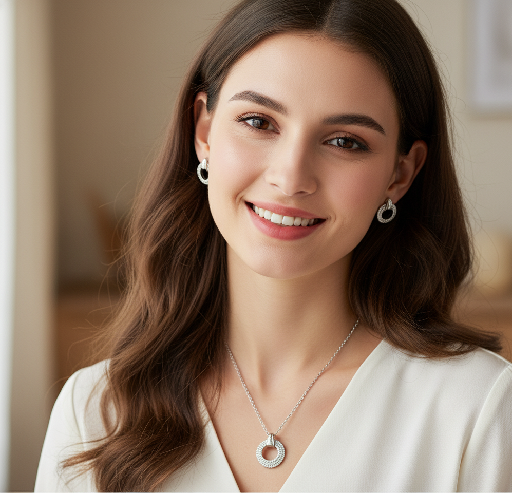 Elegant Round Crystal Jewelry Set