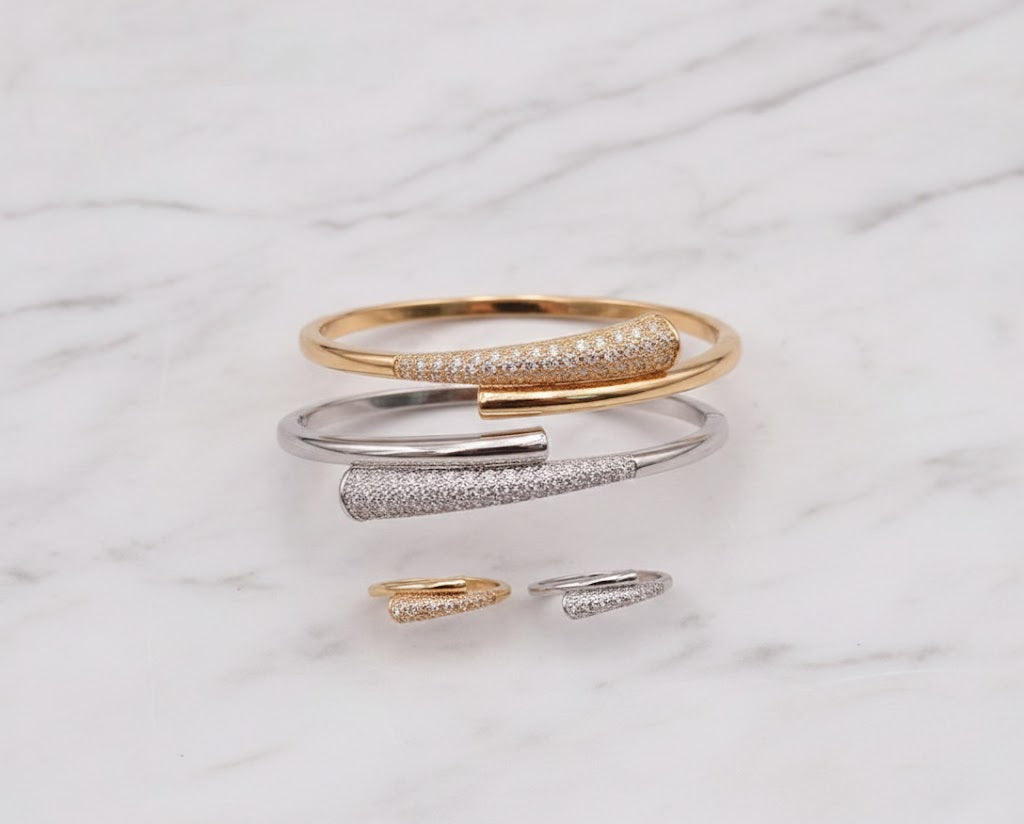 Linked Chain Luxury Bangle & Ring Set